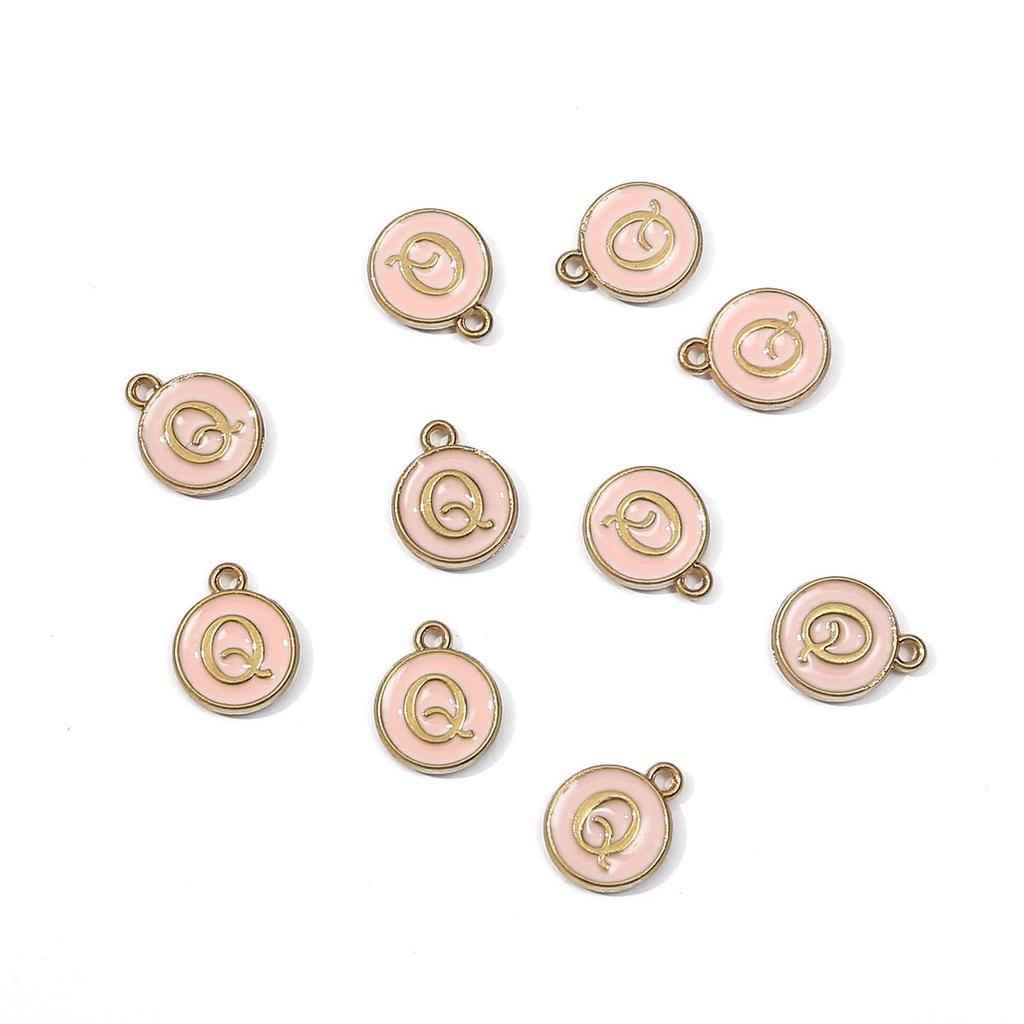 10Pcs 12x2.5mm Alphabet Double Face Charms Pendant Beads for Jewelry DIY Findings