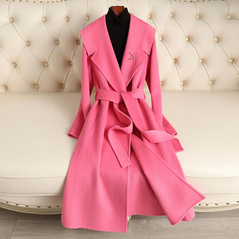 Double-sided Wool Coat Women's Autumn and Winter New Large Lapel Slim and Thin High-end Woolen Coat