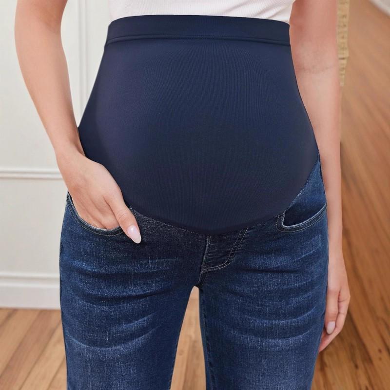 Maternity Jeans Flare Pants Slim Fit High Waist Stretch Casual Daily Wear