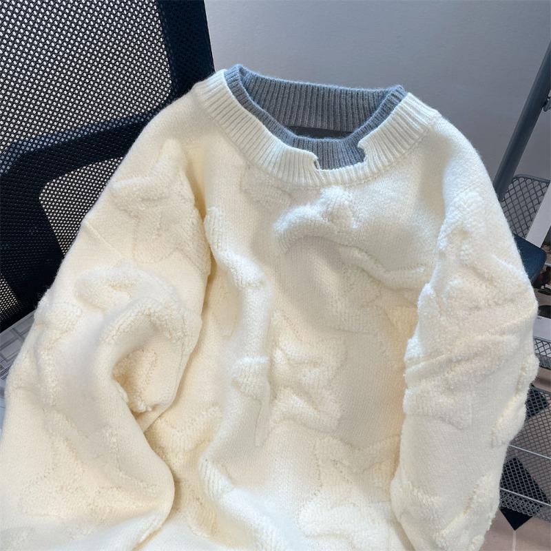 Zimní svetr Pulovr Dámský 2023 Falešný dvoudílný svetr O Výstřih Dlouhý rukáv Kabát BF Hong Kong Styl Volný pletený svetr