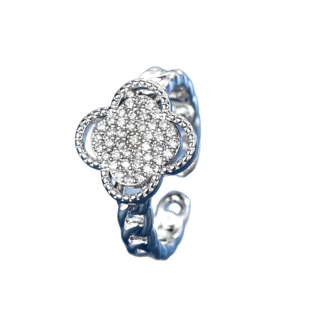 Four-leaf Clover Ring - Premium Lightweight Luxury Open Zircon Ring for Women