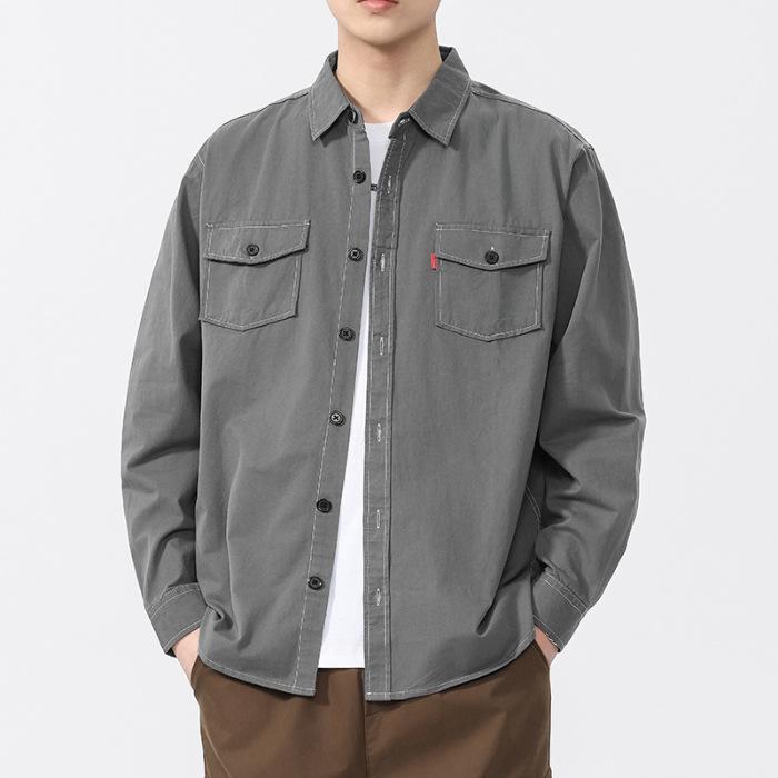 New Spring Solid Color Shirt for Men Re-stylish Casual Cotton Shirt