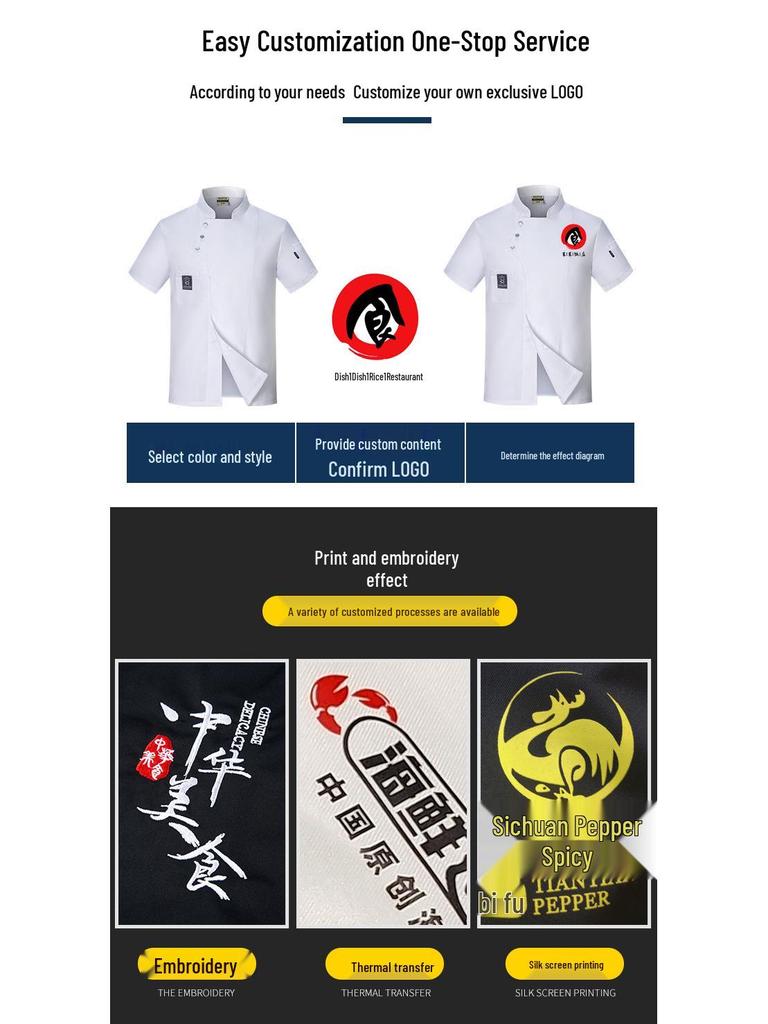 Summer Waterproof Chef Uniform Set: Unisex Short & Long Sleeve for Restaurants & Catering