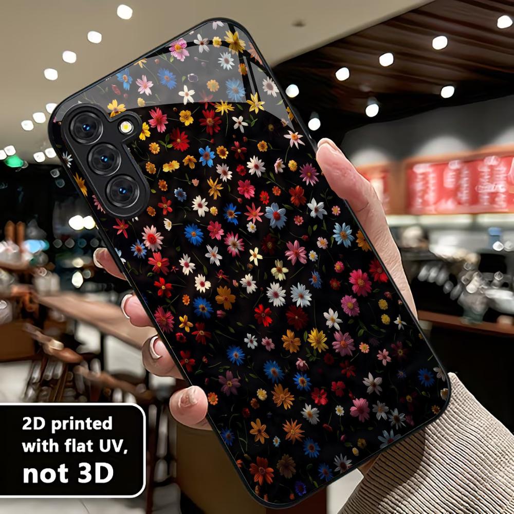 Beautiful Scenery Flower Field PhoneCase Glass PhoneCase for Samsung Galaxy S26 S25 S24 S23 S22 S21 FE,Ultra,Plus Dropresistant