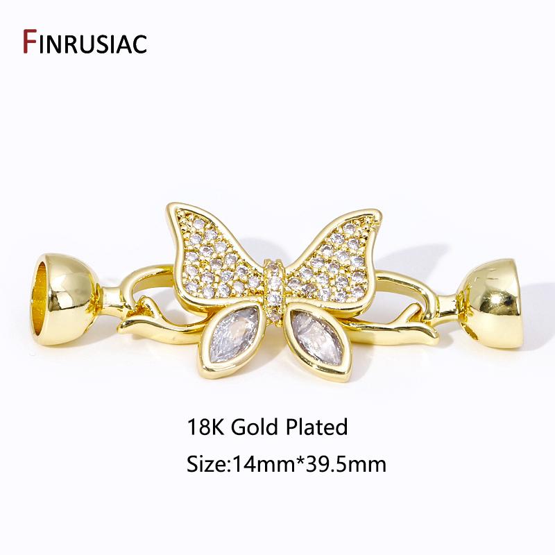 

Trendy 18K Gold Plated Brass Inlaid Zircon Butterfly Pearl Clasps Connector Fastener For DIY Jewelry Making Accessories