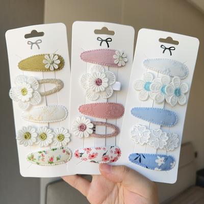 5PCS/Set New Girls Cute Solid Flowers Pattern Hairpins Kids Lovely Hair Clips Barrettes Headband Fashion Hair Accessories