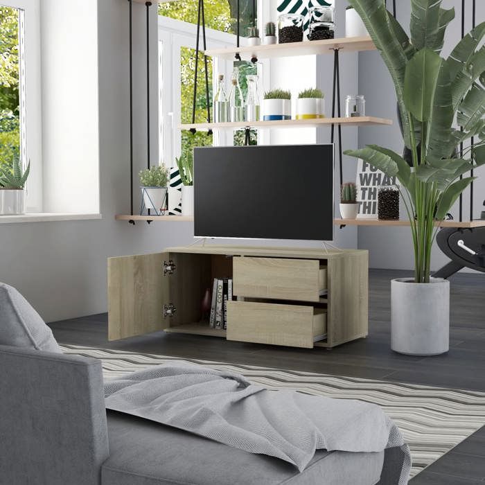 VidaXL Meuble TV Chêne sonoma 80x34x36 cm Aggloméré