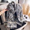 Ethnic Printed Faux Cashmere Scarf Winter Warm Thick Shawl For Women