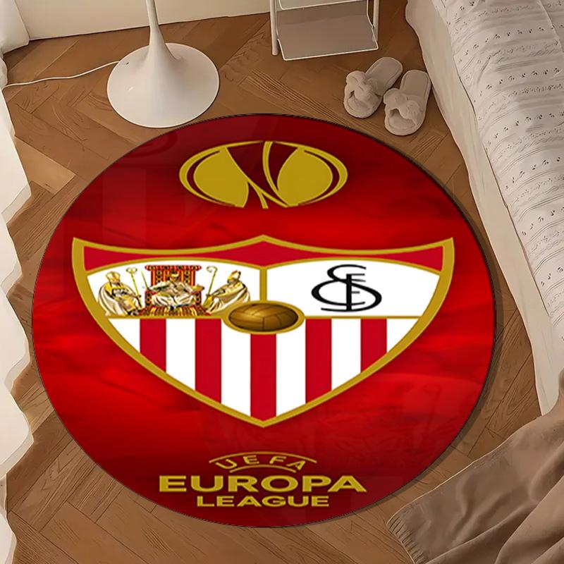 1PC Sevi-lla Europa League Round Rug for Livingroom,Bedroom, Palyroom, Chair Rug, Area Rug, Circle Carpet, Large Size Fan Christmas Gift