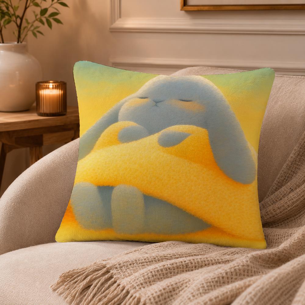Cute Animals Spring Sleep Series Cushion Cover Anti-dustmite Pillowcase Invisible zipper silky short plush Sofa cushion cover