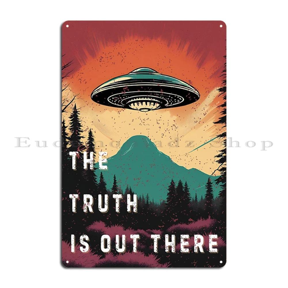XFilesUFOVintageTinSign X Files Metal Tin Sign - "The Truth Is Out There" Retro UFO Aliens Design, Pub/Rusty Wall Decor