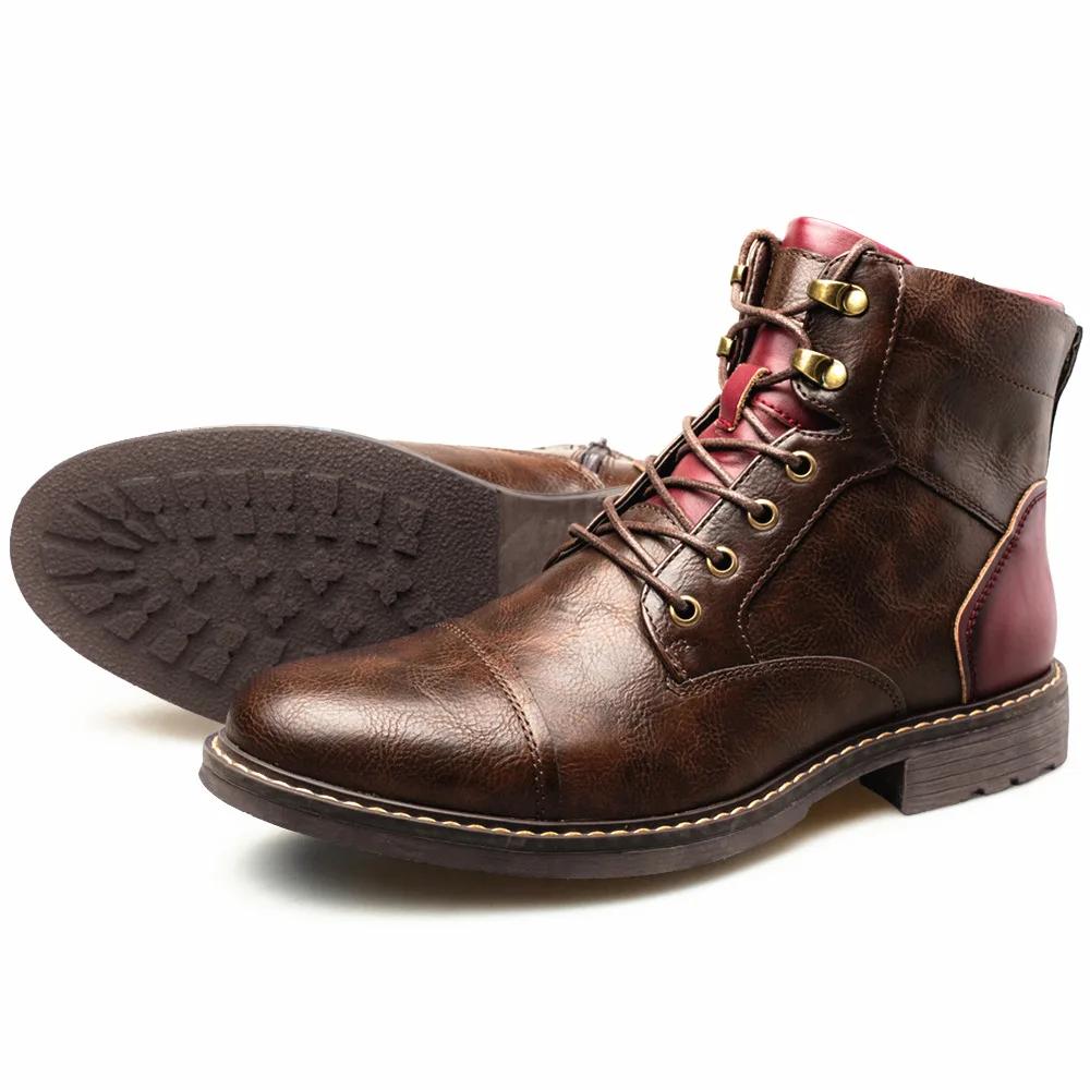 Fashion Boots Men High Top Boots High Quality Women Leather Shoes Fashion Outdoor Sneakers Men Lace Up Non-Slip Ankle Boots 2025