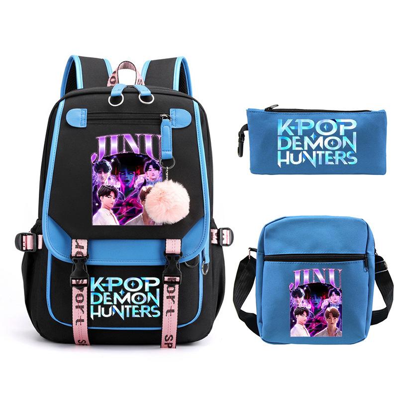 KPop Demon Hunters Fashion Student School Bag Shoulder Backpack Casual Pencil Bag