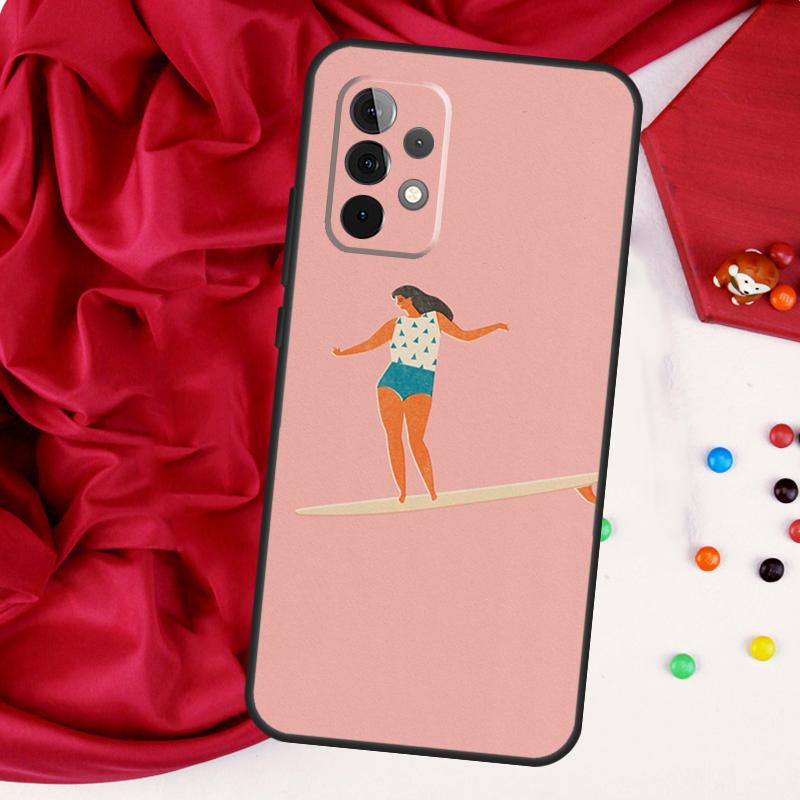 Surfboard Surfing Surf Girl For Samsung Galaxy A56 A36 A26 A16 A05 A06 A22 A32 A52 A54 A34 A14 A55 A15 A53 A33 A35 Case