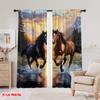 2 Stück, 2D-Flachdruck Kreative Vorhänge Galoppierendes Duo Vielseitiger Stoff (ohne Stange) Raumdeko Ideal für Schlafzimmer Wohnzimmer