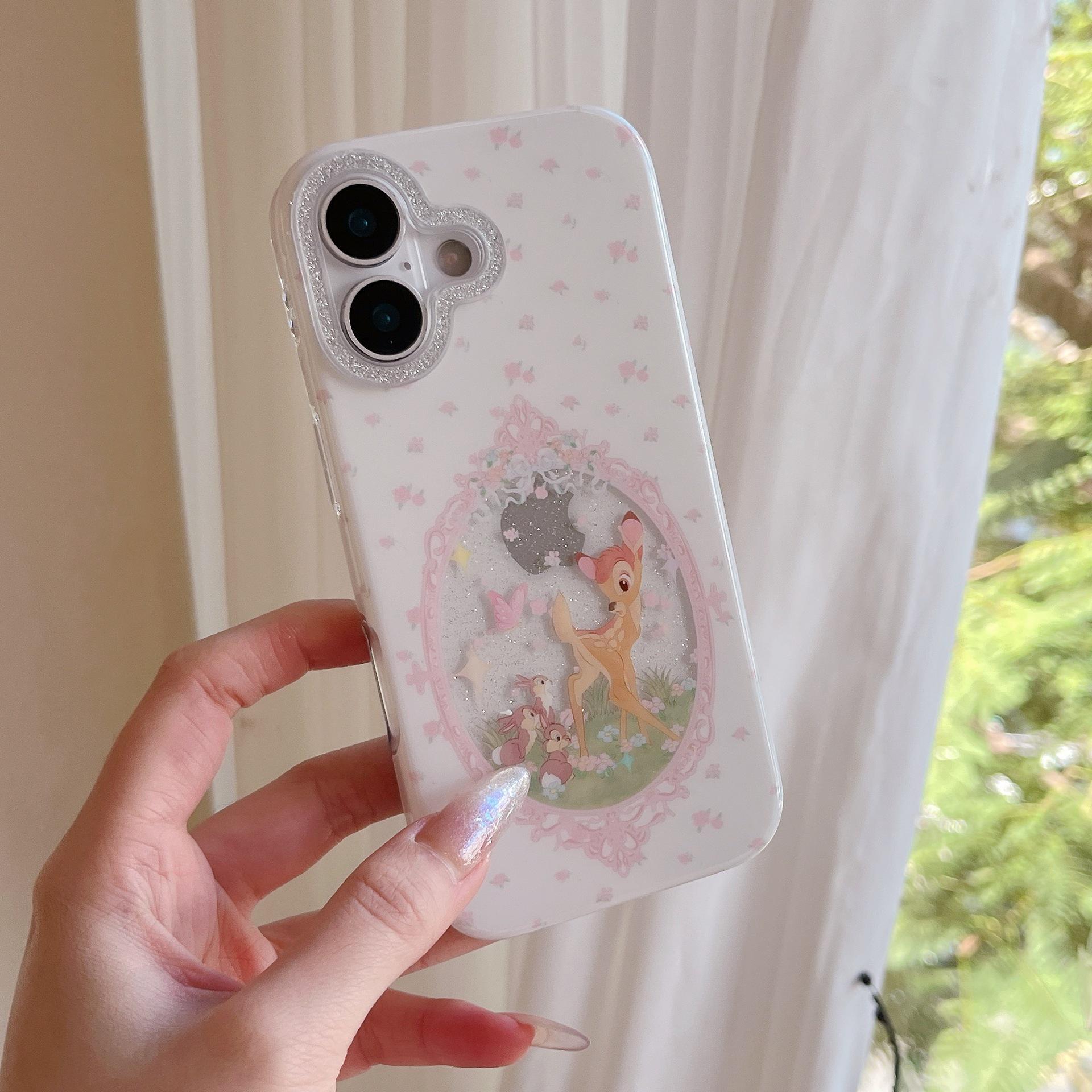 

Pink Floral Deer Hollow iPhone Case for iPhone 17/Apple 16 Pro Max/15/14 iPhone 14
