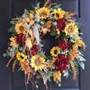 Wildflower Village Sunflower Wreath: Autumn Harvest Door Decoration for Thanksgiving