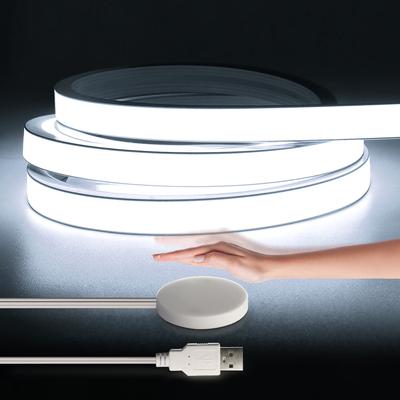USB 5V COB Neon LED Light Strip Dimmable Tape Sign With Penetrable No Open Hole Hand Scan Touch Switch For Kitchen Cabinet Lamp