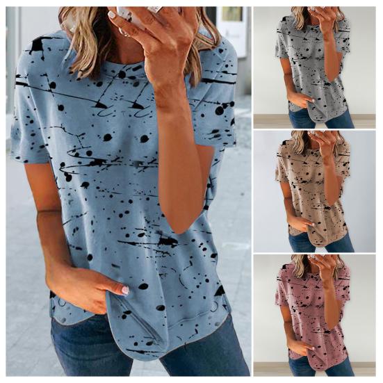 

Женский топ в тон с круглым вырезом и короткими рукавами, свободная мягкая повседневная дышащая женская футболка средней длины