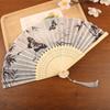 Bamboo Frame Chinese Art Fan Butterfly Dance Fan Elegant Vintage Silk Folding Fan  Photo Props