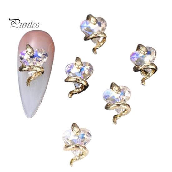 3 pçs diy decorações de unhas cobra em torno de 3d coração falso cristal encantos arte do prego strass caso do telefone decoração acessórios manicure suprimentos