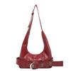 Retro Luxury Belt Buckle Shoulder Bag, Y2k Hot Girl Motorcycle Bag, Fashion Rivet Large Capacity Handbag Crossbody Dumpling Bag
