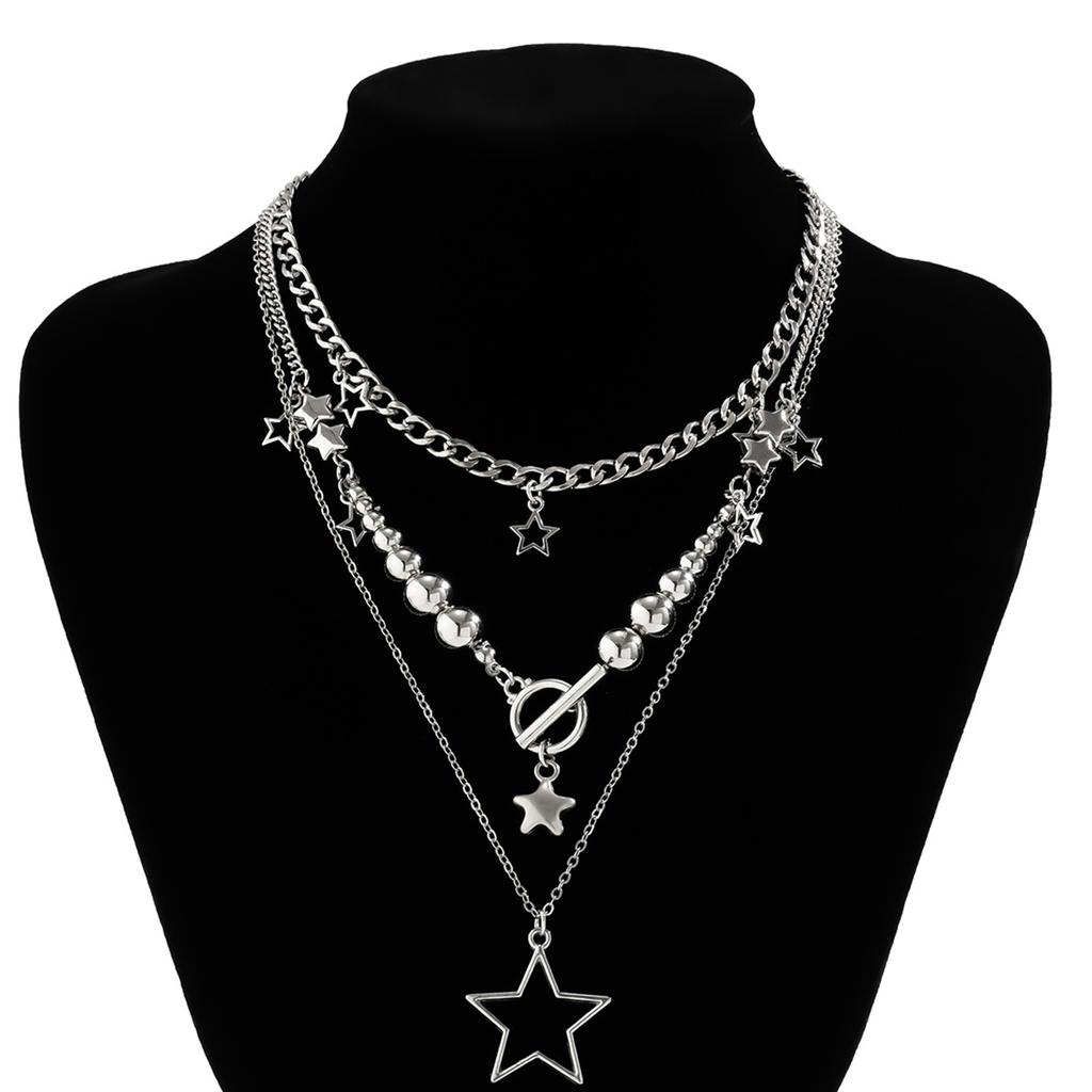3Pcs Multilayered Star Necklace Stylish Collarbone Chain Versatile Choker Neck Chains for Daily Wear and Casual Outfits