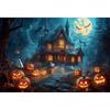 Yeele Fotografie Hintergrund Halloween Horror Mondnacht Gelber Ahornwald Kürbis Laternen Kinder Erwachsene Party Dekoration Kulisse