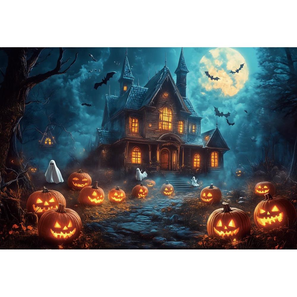 Yeele Fotografie Hintergrund Halloween Horror Mondnacht Gelber Ahornwald Kürbis Laternen Kinder Erwachsene Party Dekoration Kulisse