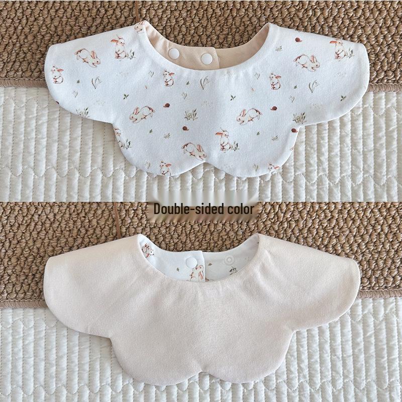 New Korean Style Double-Sided Waterproof Baby Bib - Soft Cotton Drool Bib for Infants (0-2 Years)