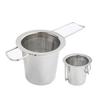 Stainless steel tea strainer with lid and teaspoon, foldable handle design