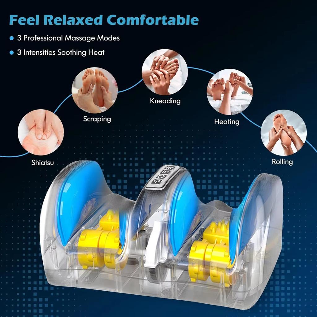 Smart Hot Compression Electric Foot Massager Heating Therapy Shiatsu Kneading Roller Calf Leg Muscle Relaxation Foot Spa Machine