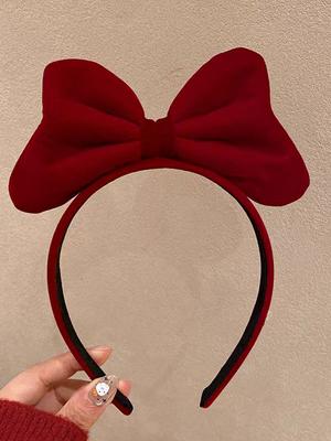 1 Pièce Grand Nœud Rouge en Velours Serre-têtes pour Femmes, Bandeaux Turban Mignons Accessoires Cheveux Mode Antidérapants Confortables avec Nœud
