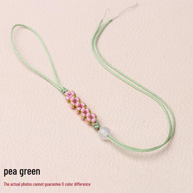 Peach Blossom Knot Phone Chain & Bag Pendant - Handmade Woven Jewelry Lanyard