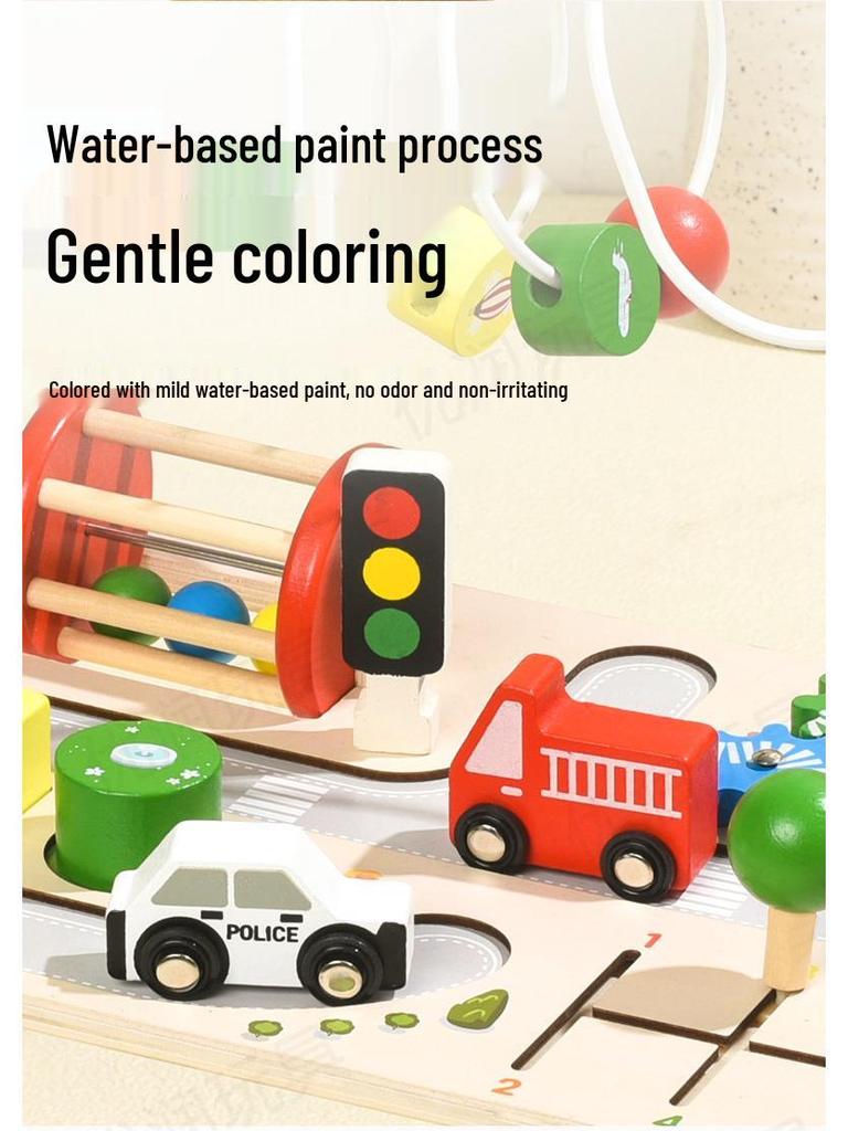 Wooden Busy Board: Multifunctional Activity Table for Toddlers, Bead Maze & Early Education Toy