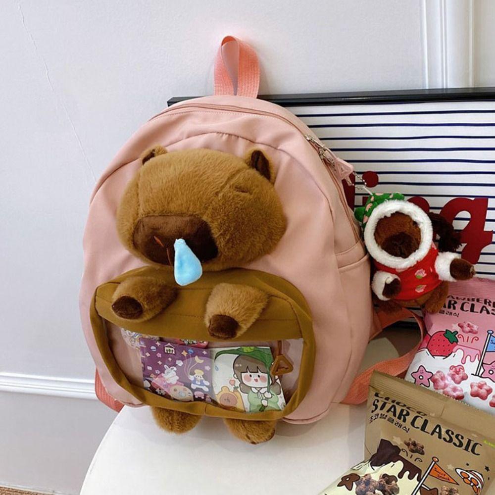 Large Capacity Capybara Plush Backpack Animal Cartoon Backpack  Kids Birthday Gift
