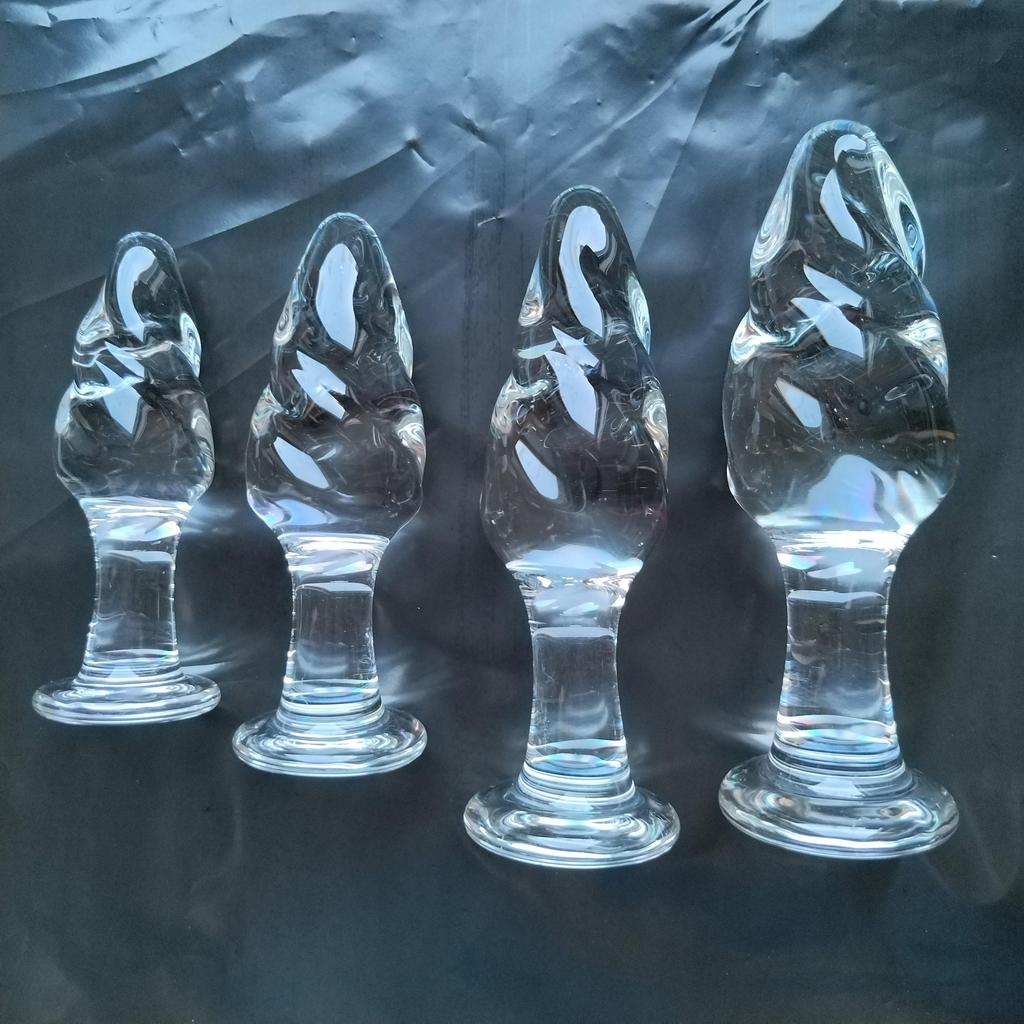 VaHppy Glass Anal Plugs Sex Toys For Gay Girl Backdoor Masturbator Spiral Twisted Threaded Transparent Adult Products SM BDSM