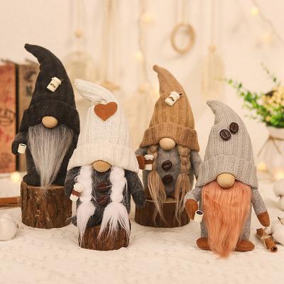 Christmas Gnomes Faceless Doll Gnome Coffee Gnome Dolls Window Decorations Xmas Gifts New Year Plush Coffee Bar Decoration