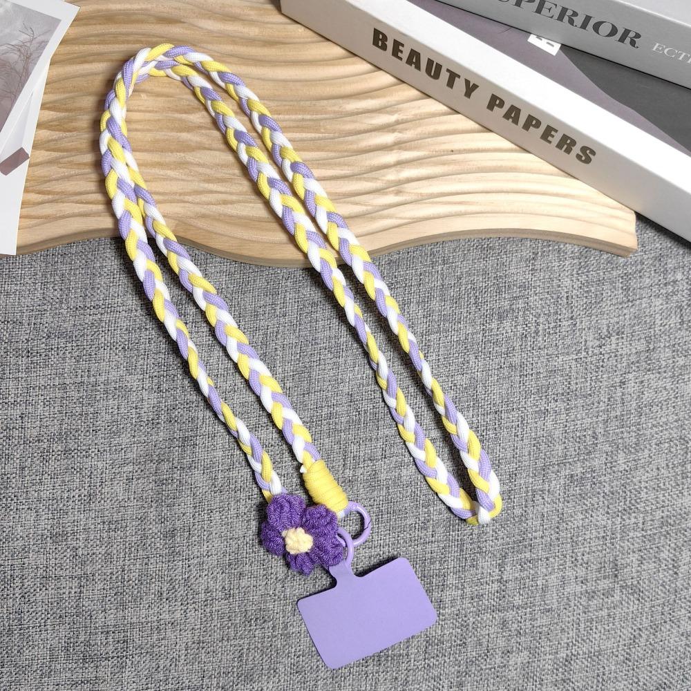 120cm Phone Holder Strap Flower Braided Hanging Rope Ins Mobile Phone Lanyard  Women