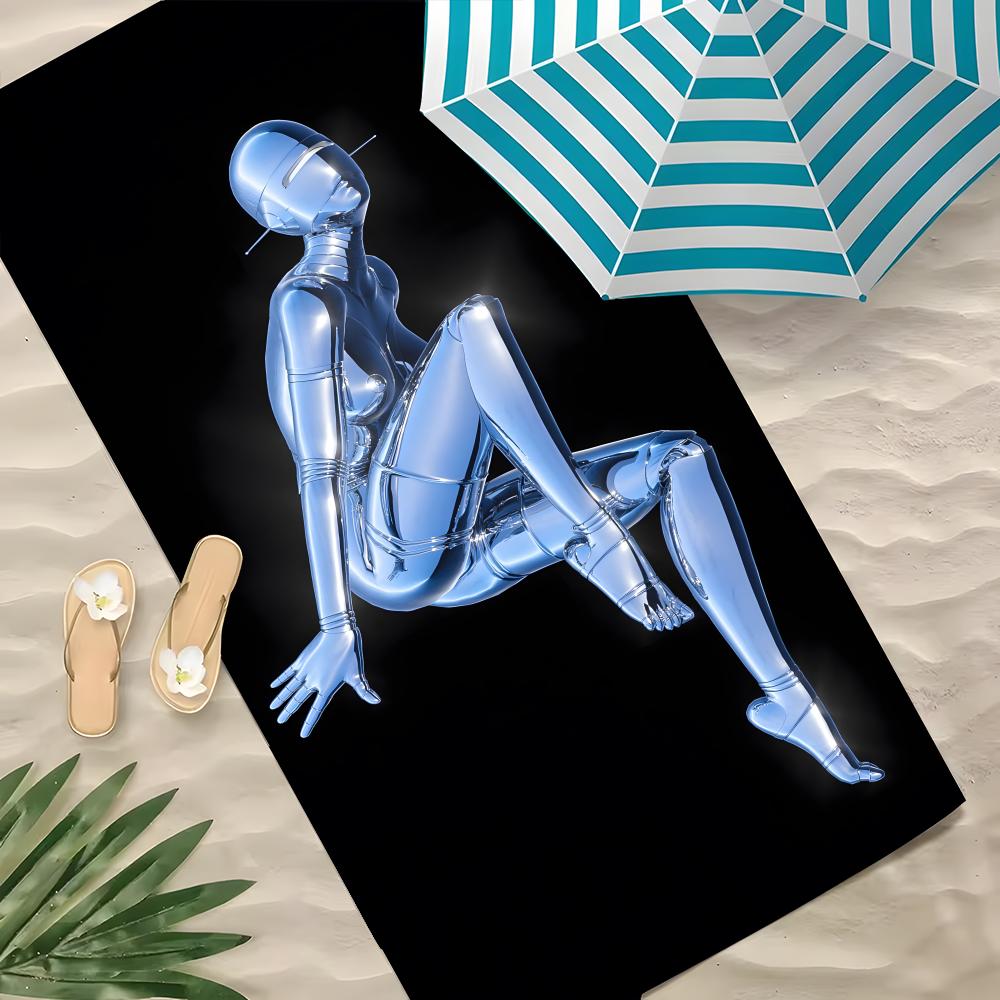 Artist Hajime Sorayama Towel Polyester Beach Towel Quick Dry Sand Free Bath Towel for Summer Pool Travel Vacation