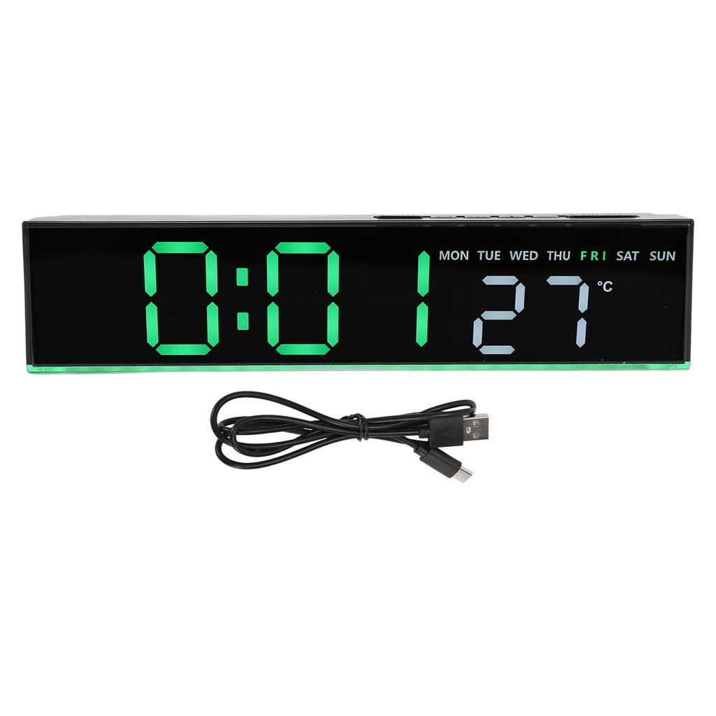 Large Display Digital Alarm Clock LED Electronic Desk Clock with Dimmer Volume Control USB Port for Heavy Sleepers