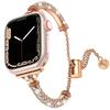 Bling Band Compatible with Apple Watch Band Dressy Metal Bracelet with Rhinestone Bumper for iWatch Series Ultra 8 7 6 5 4 3 2 1