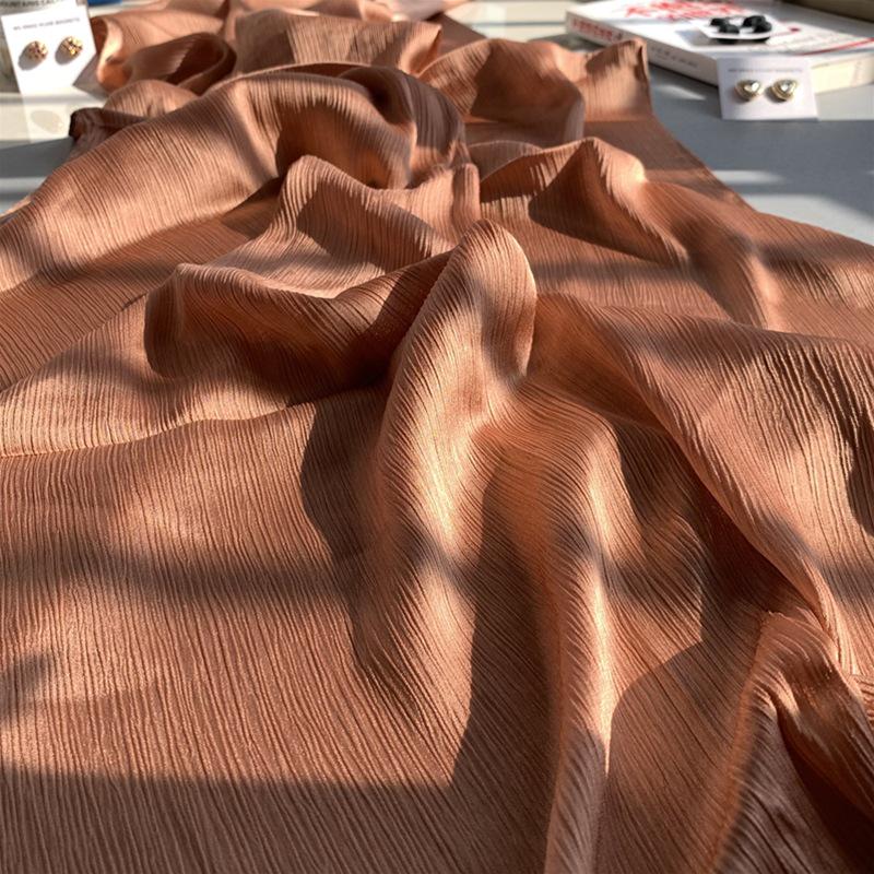 2023 Natural Wrinkled Solid Color Long Crepe Silk Scarf WJA14