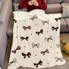Cocoa Bows Flannel Blanket Warm Soft Halloween Christmas Couch Warm Cozy Decorative Decor Gift for All Season