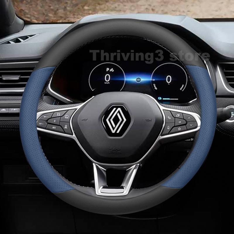 DAPO3 Leather Car Steering Wheel Cover For Renault Captur E-Tech Hybrid Clio 2014-2024 Auto Interior Renault Captur 2024 Accessories