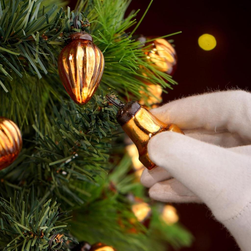25 sztuk Bursztynowe Szkło Vintage Ozdoby Świąteczne Mini Hurtowe Ozdoby Dekoracyjne Kulki X mas na Halloween, Choinkę