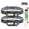 Powerful COB+LED Headlamp 18650 2000MaH Rechargeable Headlight Waterproof Head Lamp Bright Head Flashlight for Camping Cycling