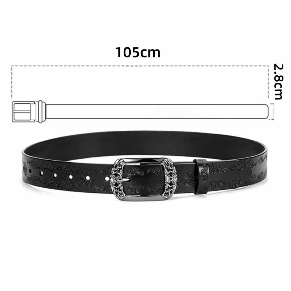 Harajuku Carved Waist Belt Alloy Pin Buckle Punk Waistband Fashion PU Leather Belt  For Women