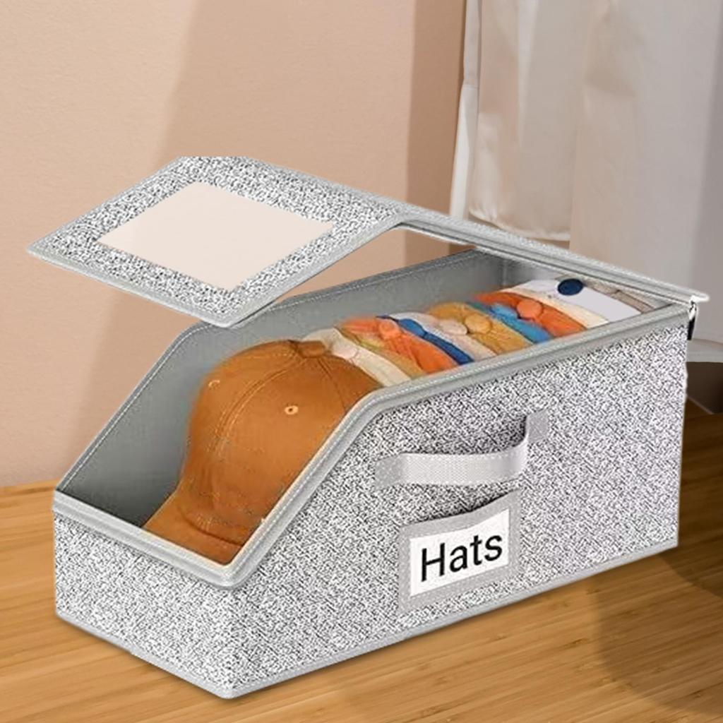 Baseball Cap Storage Box Large Capacity Dustproof Zipper Storage Box Stackable Hat Holder Box Can Hold 24 Caps Hat Organizer