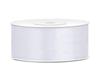 PartyDeco Satin Ribbon, White 25mm/25m